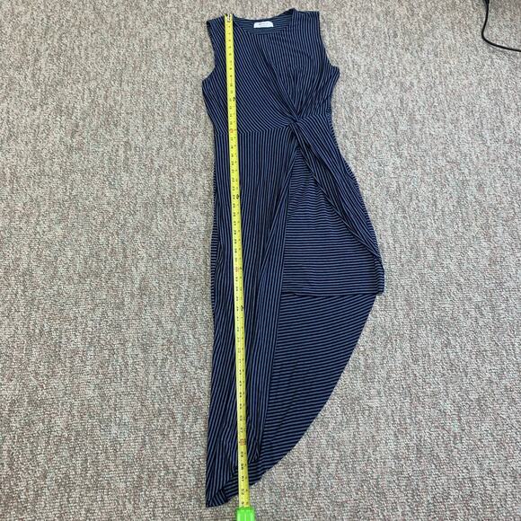 Bailey / 44 navy blue striped asymmetrical dress size M - Picture 11 of 13